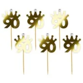 pikery liczba 90 korona z cyrkonia zlote metalik 6 szt