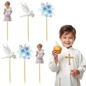 pikery na babeczki ozodba na muffinki chlopiec w albie dekoracja na komunie swieta 6 szt