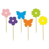 pikery wiosna kwiatki i motylki mix 6 szt