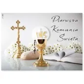 plakat komunia ihs kielich z biblia 68x48 cm