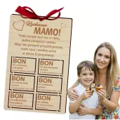 pocztowka bon prezentowy na dzien matki drewniana 140x90 mm