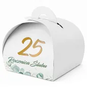 podziekowania dla gosci pudeleczka na slodycze 25 rocznica slubu 7 5 x 6 5 cm biale 6 szt