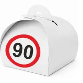 podziekowania dla gosci pudeleczka na slodycze 90 urodziny traffic birthday 7 5 x 6 5 cm 6 szt