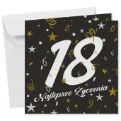 prezent na 18 urodziny kartka okolicznosciowa glamour czarna upominek pamiatka z koperta