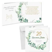 prezent na 20 rocznice slubu pamiatka kartka okolicznosciowa eukaliptus beauty 15x15 cm