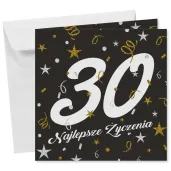 prezent na 30 urodziny kartka okolicznosciowa glamour czarna upominek pamiatka z koperta
