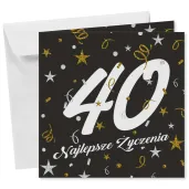 prezent na 40 urodziny kartka okolicznosciowa glamour czarna upominek pamiatka z koperta
