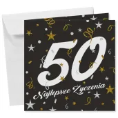 prezent na 50 urodziny kartka okolicznosciowa glamour czarna upominek pamiatka z koperta