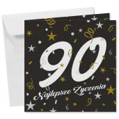 prezent na 90 urodziny kartka okolicznosciowa glamour czarna upominek pamiatka z koperta