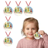 prezent na dzien kredki medale papierowe kolorowi przyjaciele do przedszkola 6 cm 5 szt