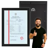 prezent na dzien ojca swiadectwo w czarnej ramce dla najlepszego taty do wieszania i postawienia