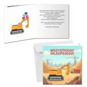 prezent na urodziny kartka okolicznosciowa budowa koparka pamiatka zyczenia koperta