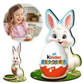 prezent na wielkanoc podstawka na jajko kinder niespodzianka bialy kroliczek figurka