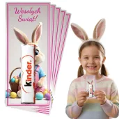 prezent na wielkanoc zajaca dla dzieci bileciki na czekoladki pani krolikowa kinder 5 szt