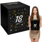 pudelko na telegramy skrzynka na koperty i pienidze 18 urodziny glamour osiemnastka czarne