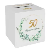 pudelko na telegramy skrzynka na koperty i pienidze 50 rocznica slubu zlote gody biala