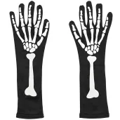 rekawiczki szkielet swiecace w ciemnosci czarny partydeco 39 5 cm