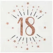 serwetki 18 urodziny gold rose santex biale 33 cm 10 szt