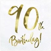 serwetki 90 urodziny 90th birthday partydeco biale 33 cm 20 szt