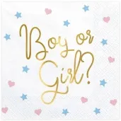 serwetki boy or girl biale partydeco 33 cm 20 szt