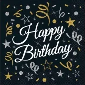 serwetki happy birthday b c czarny godan 33 cm 20 szt