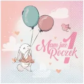 serwetki mam juz roczek kroliczek rozowy godan 33 cm 20 szt