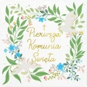 serwetki pierwsza komunia swieta z wiosennym akcentem partydeco 33 cm 20 szt