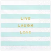 serwetki yummy live laugh love niebieski jasny partydeco 33 cm 20 szt