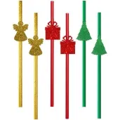 slomki brokatowe swieta z prezentem mix 19 5 cm 6 szt