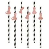 slomki imprezowe peniski mix rose gold brokat 19 5 cm 6 szt