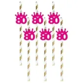 slomki liczba 80 korona z cyrkonia fuksja 19 5cm 6 szt