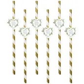 slomki papierowe eukaliptusowe serce dekoracja na komunie swieta bialo zlote 6 szt