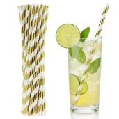 slomki papierowe w paski zlote chrom 19 5 cm 10 szt