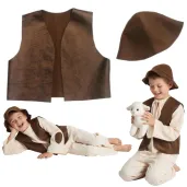 stroj dla dziecka na jaselka przedstawienie szkolne pastuszek kamizelka i czapka 122 128