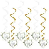 swiderki wiszace eukaliptusowe serce dekoracja na komunie swieta bialo zlote 6 szt