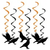 swiderki wiszace halloween kruki czarno pomaranczowe 6 szt