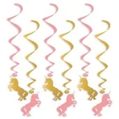 swiderki wiszace jednorozec zloto rozowe 6 szt