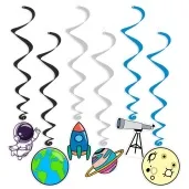 swiderki wiszace kosmiczne party czarno niebieskie 6 szt