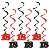 swiderki wiszace urodziny 18 czarno czerwone 6 szt