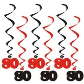 swiderki wiszace urodziny 80 czarno czerwone 6 szt