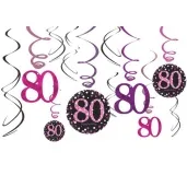 swiderki wiszace urodziny 80 pink celebration amscan 12 szt