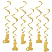 swiderki wiszace wieczor panienski peniski zlote 6 szt