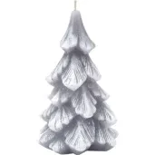 swieca choinka z brokatem szara bartek candles 80 150 mm