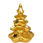 swieca choinka z gwiazdkami zlota adpal 145 103 mm