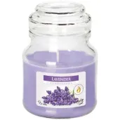 swieca zapachowa w szkle sloiczek lawenda bispol 28 h 10 cm