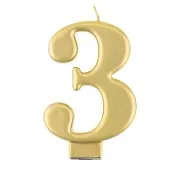 swieczka na tort 3 zlota godan