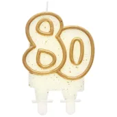 swieczka na tort 80 godan zlota z brokatem 8 cm