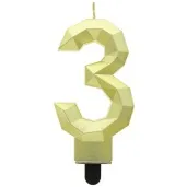 swieczka na tort cyfra 3 diament zlota godan 7 6 cm