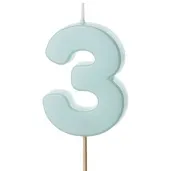 swieczka na tort cyfra 3 niebieski partydeco 10 cm