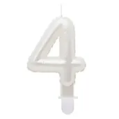 swieczka na tort cyfra 4 wypustki biala perlowa godan 7 cm
